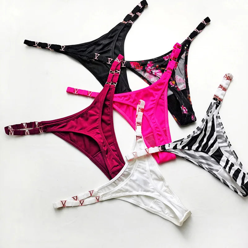 Seamless Sexy Thong Women Underwear Briefs Panties Zebra Flower Low