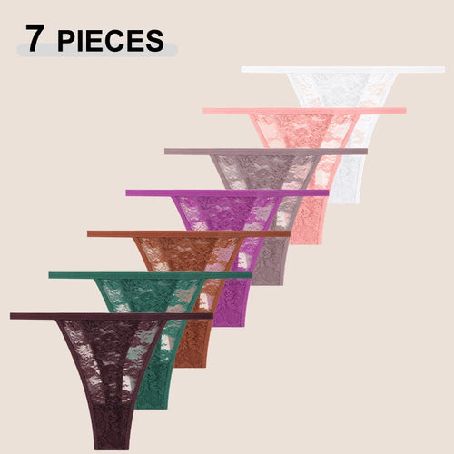 7Pcs/Set Women's Sexy Lace Transparents G-Strings Underwear Summer
