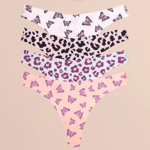 FINETOO 4Pcs Ultra Soft Underwear For Women Sexy Graphic Print