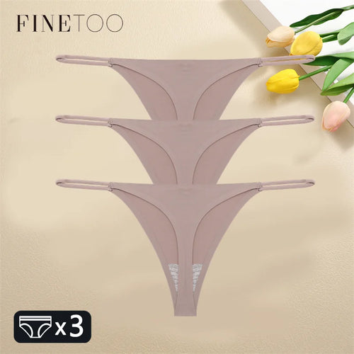 FINETOO 3PCS Women Seamless Thongs Sexy Low Waist Bikini Panties