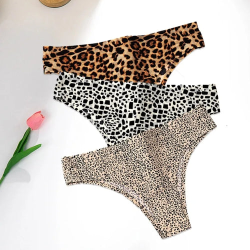 WarmSteps 3Pcs/Set Sexy Leopard Thongs Women's Panties Thongs 2024 New
