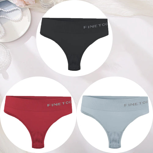 3PCS/Set Women's Panties Sexy Underwear FINETOO Large Size Thong Women