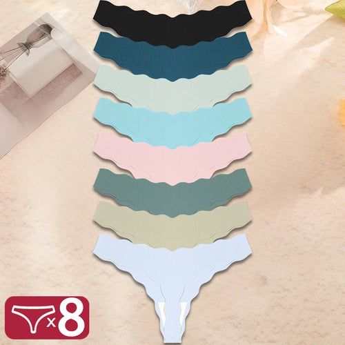 8Pcs Sexy Lingerie Women's Seamless Panties Ice Silk G-String Female