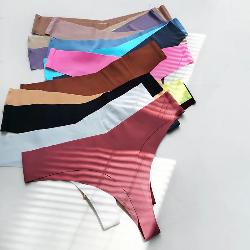 Seamless Thong Women Panties Sexy G String Ice Silk Underwear T Back