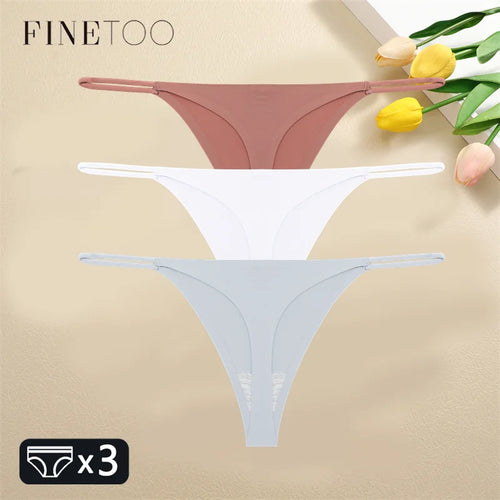 FINETOO 3PCS Women Seamless Thongs Sexy Low Waist Bikini Panties