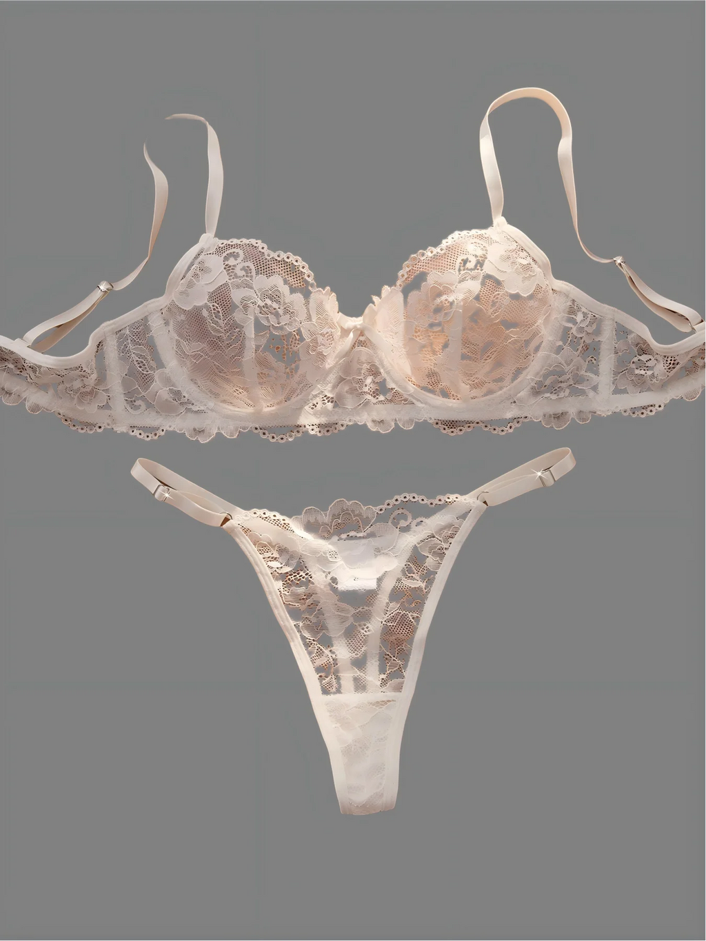 Sexy Lace Floral Underwear Set Women's Ultra-Thin Bra Set 2-Piece Bra