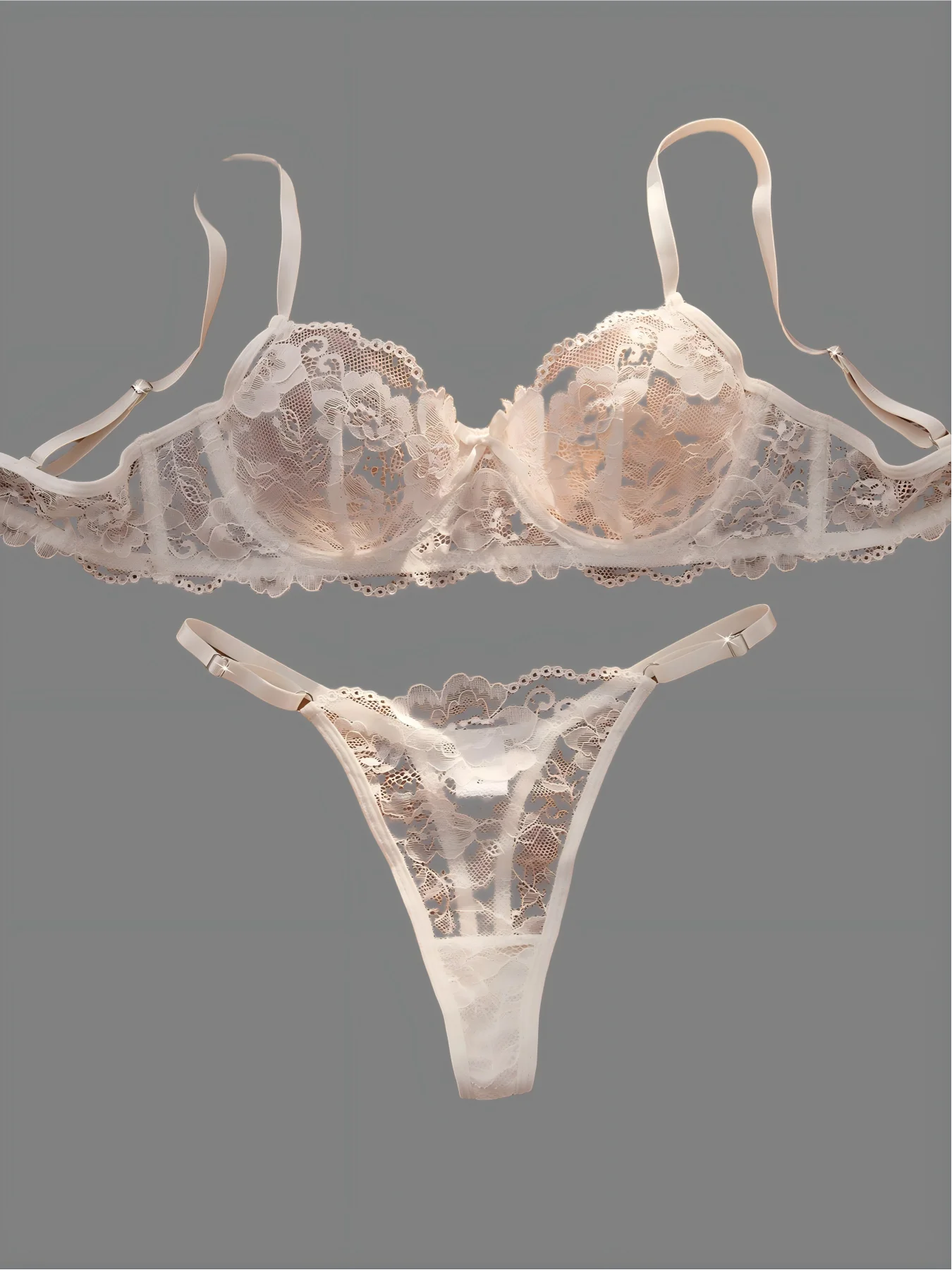 Sexy Lace Floral Underwear Set Women's Ultra-Thin Bra Set 2-Piece Bra