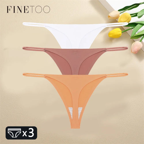 FINETOO 3PCS Women Seamless Thongs Sexy Low Waist Bikini Panties