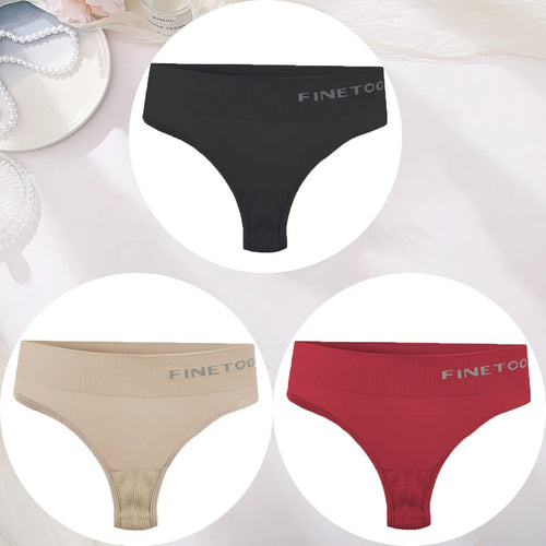 3PCS/Set Women's Panties Sexy Underwear FINETOO Large Size Thong Women