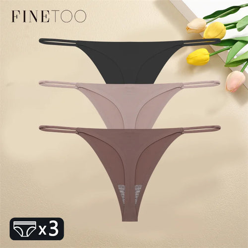 FINETOO 3PCS Women Seamless Thongs Sexy Low Waist Bikini Panties